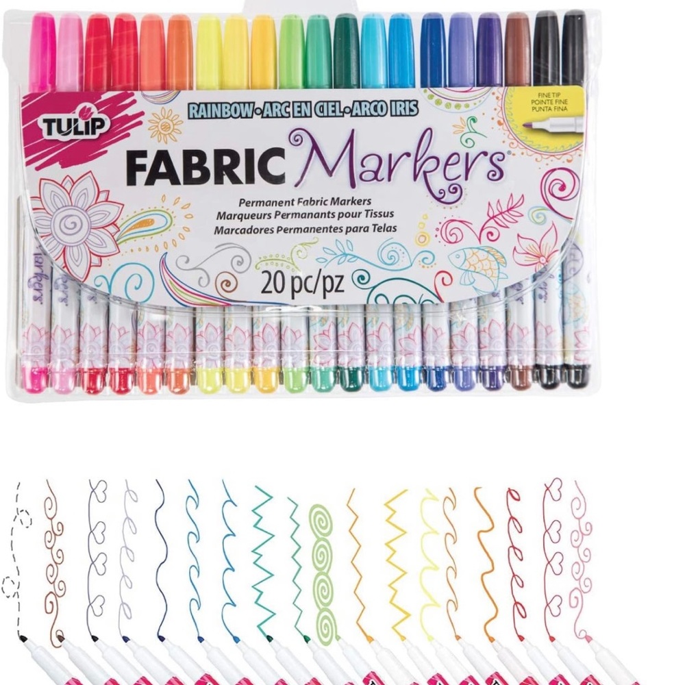 TULIP 20 pcs fine tip permanent fabric markers
